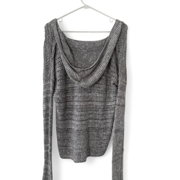 Abercrombie & Fitch Kids y2k v-neck crocheted pullover sweater with hood size L - Picture 3 of 6